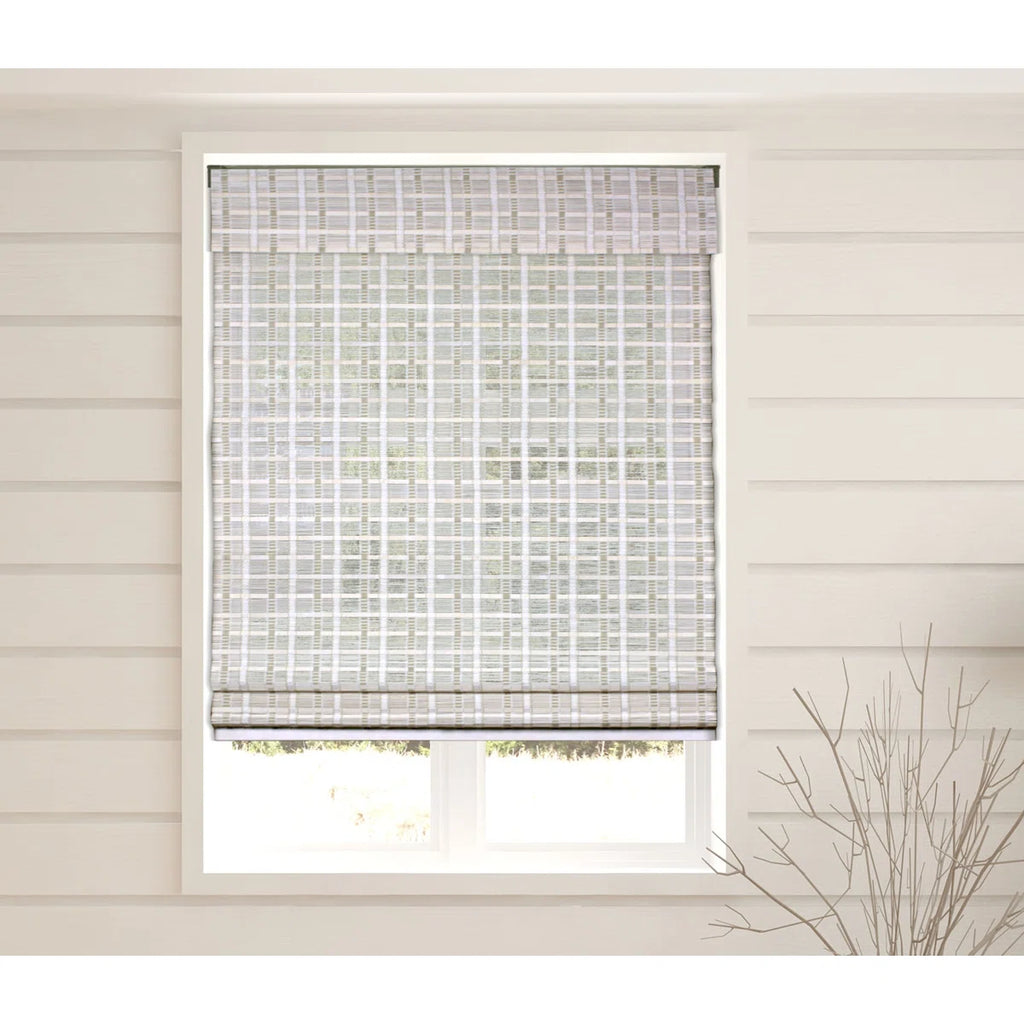 ARLO BLINDS Whitewash Sheer Bamboo Roman Shades