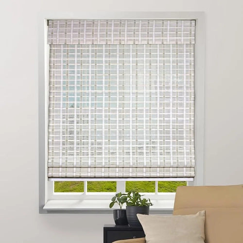 ARLO BLINDS Whitewash Sheer Bamboo Roman Shades