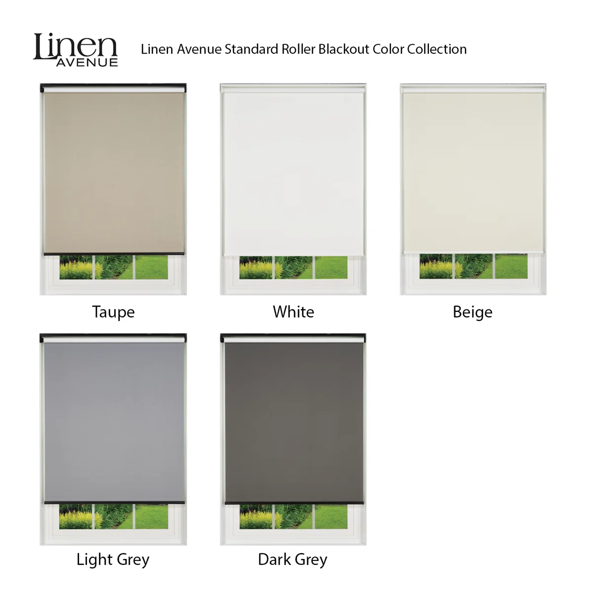 Linen Avenue Cordless Sierra Blackout Roller Shade, (Arrives 1/4" Narrower)