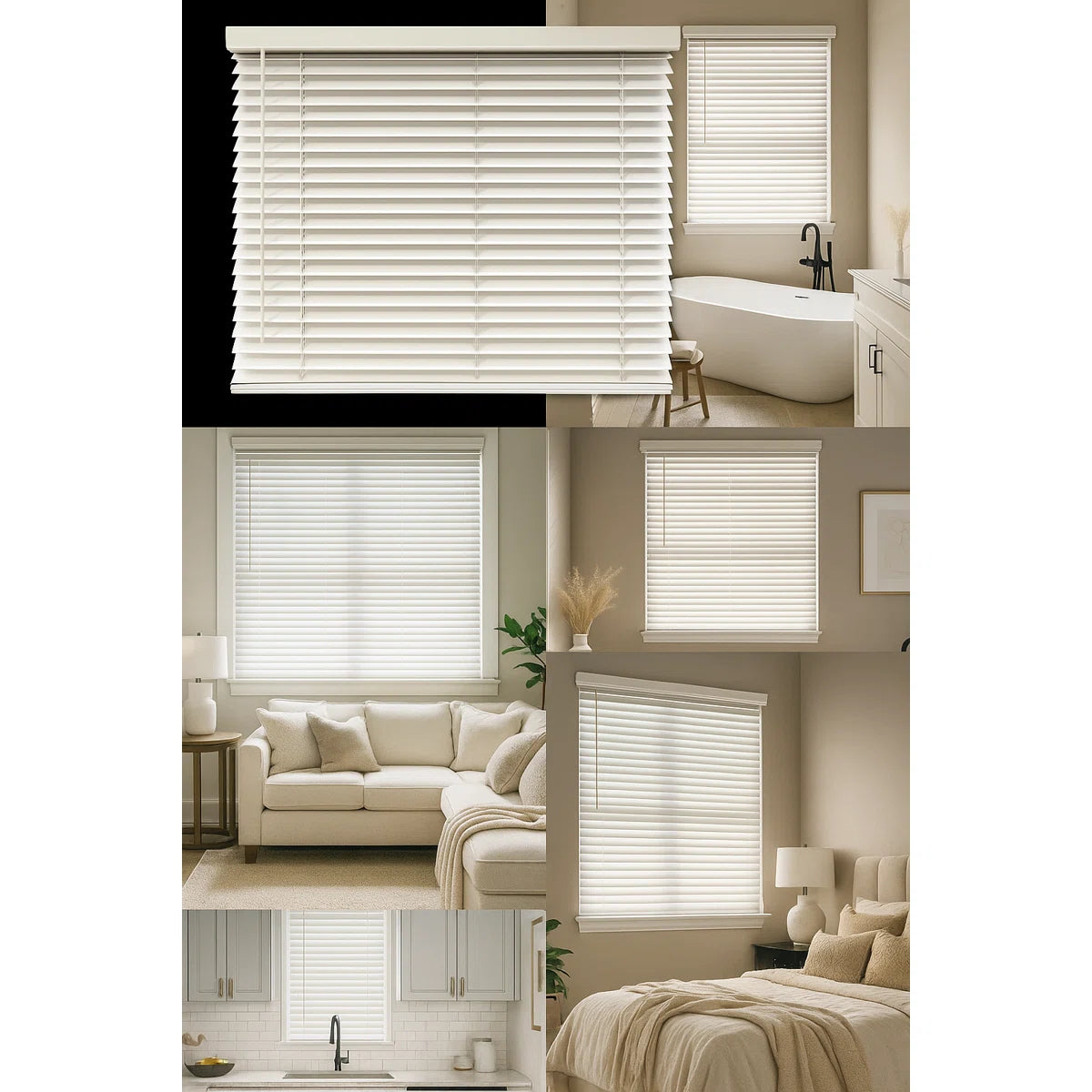 Cordless Faux Wood Blind 34.5"W X 60"L