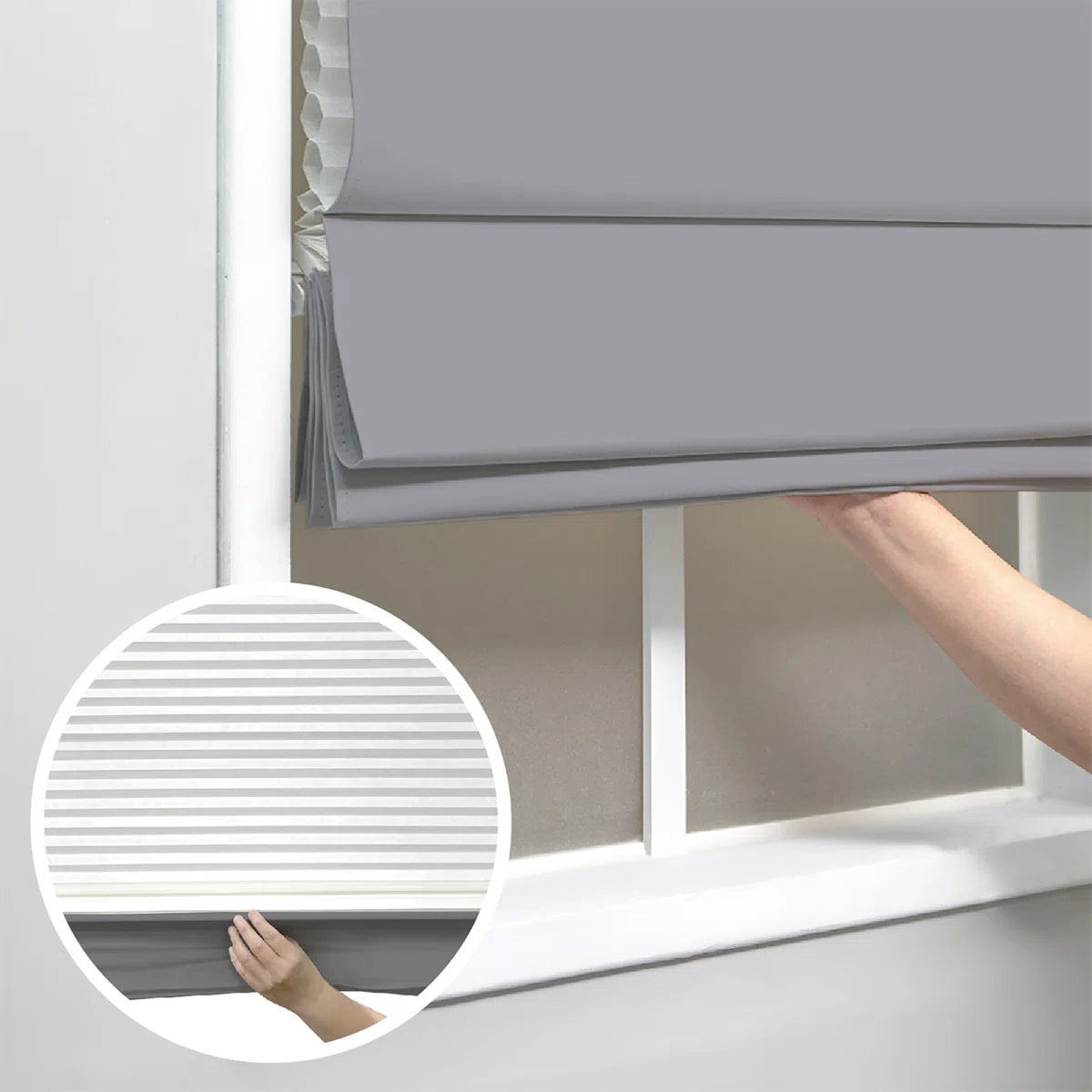 Coursey Cordless Blackout 100% Cotton Roman Shade with Cellular Shade Backing
