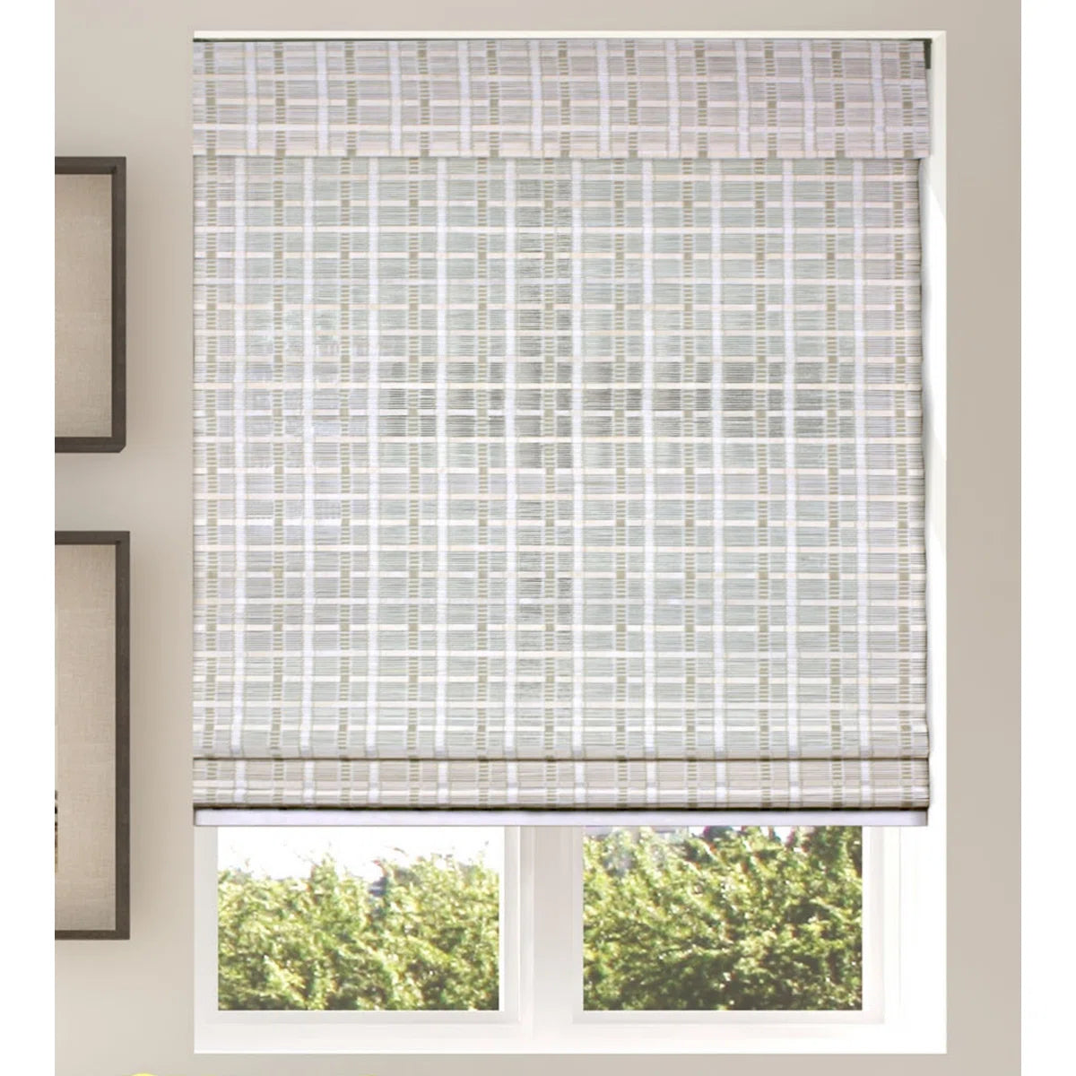 ARLO BLINDS Whitewash Sheer Bamboo Roman Shades